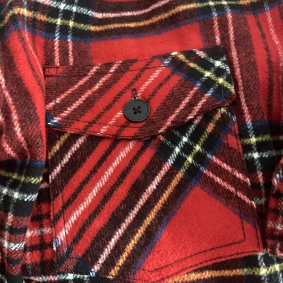 Frank And Oak Men S Wool Blend Red Buffalo Plaid Shacket Button Jacket Heavy - Picture 7 of 9